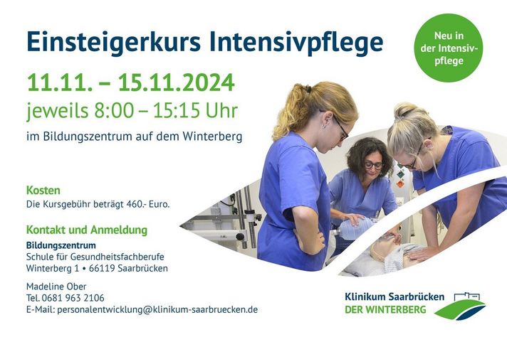 Grafik: Einsteigerkurs Intensivpflege im Klinikum Saarbrücken 