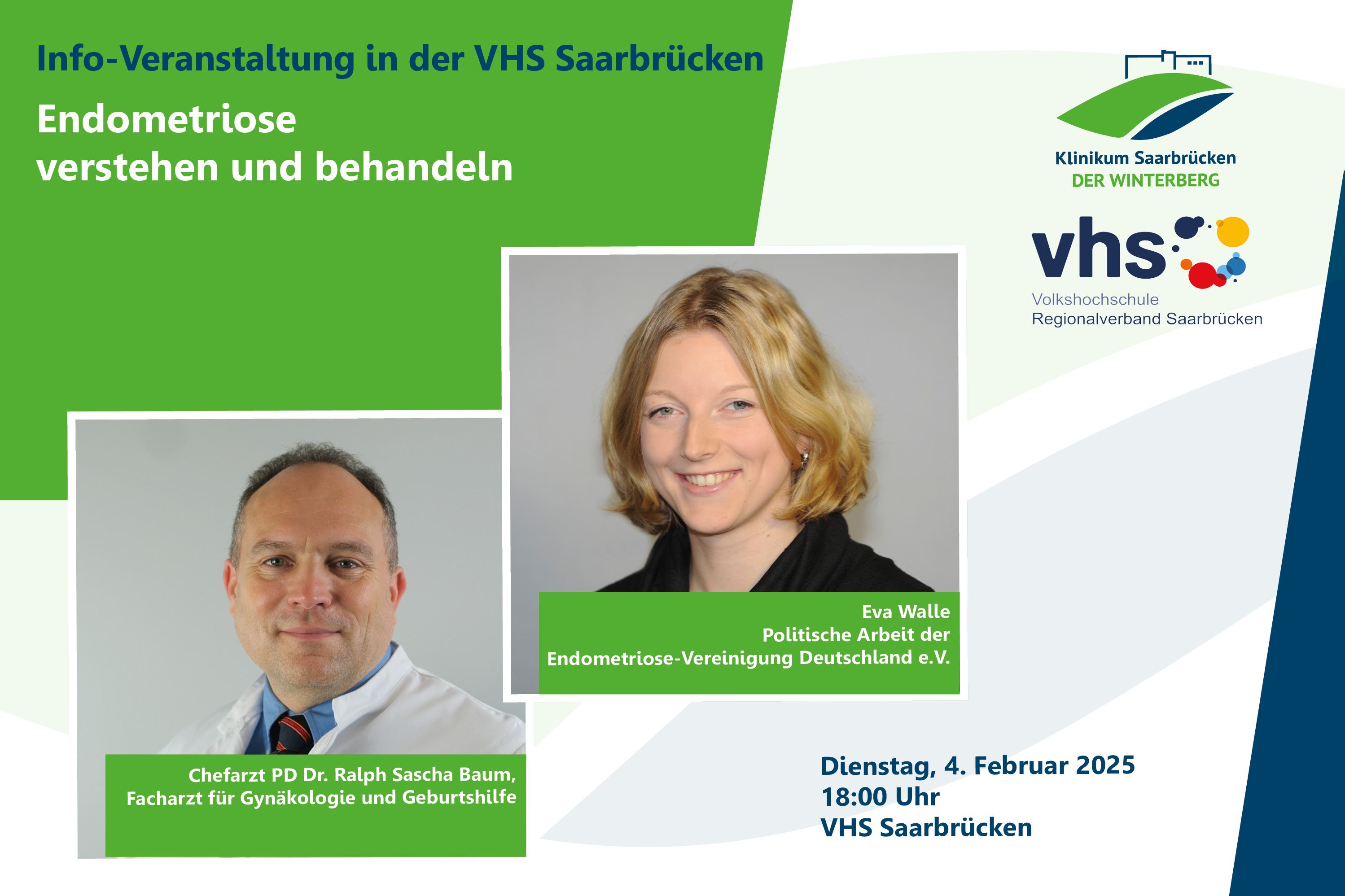 Grafik zur Info-Veranstaltung „Endometriose verstehen und behandeln“ am 4. Februar 2025 um 18 Uhr in der VHS Saarbrücken