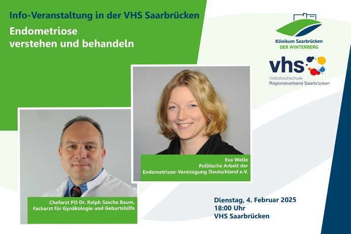 Grafik zur Info-Veranstaltung „Endometriose verstehen und behandeln“ am 4. Februar 2025 um 18 Uhr in der VHS Saarbrücken