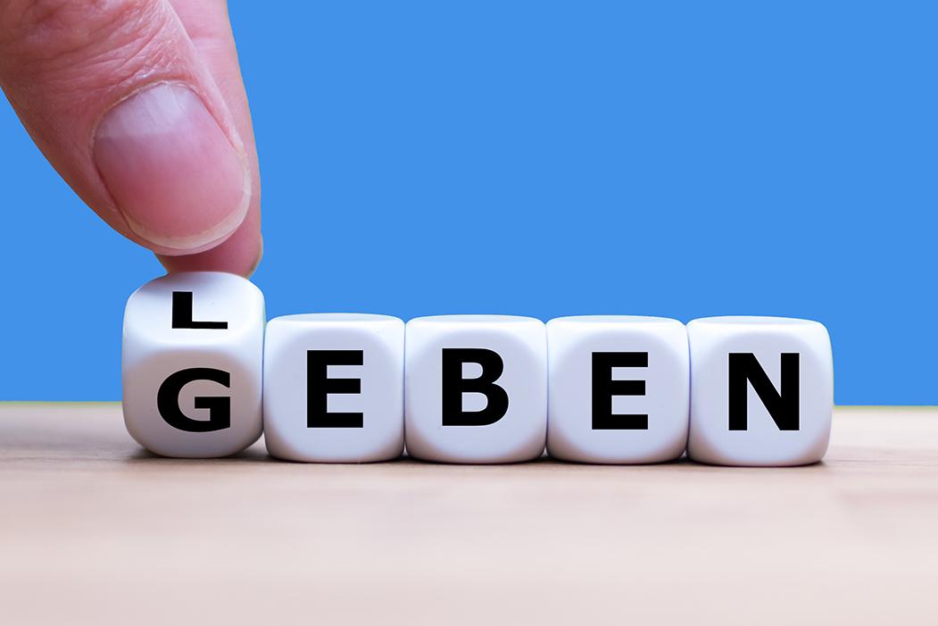 Wortspiel mit einem Puzzle - Leben Geben