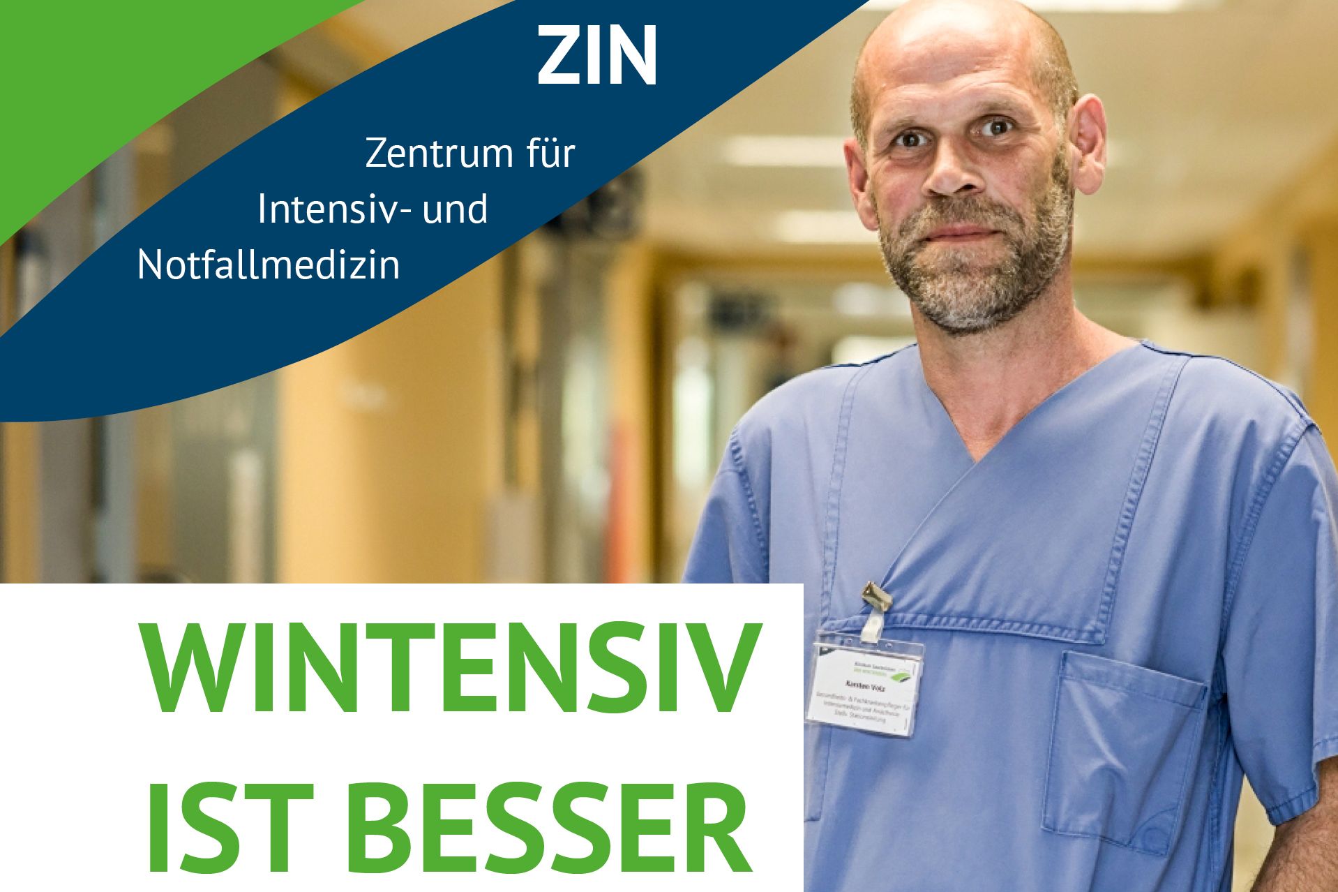 Motiv aus der Kampagne "Wintensiv ist besser" im Klinikum Saarbrücken: Karsten Volz, Intensivstation 10, aus dem Team Winterberg.