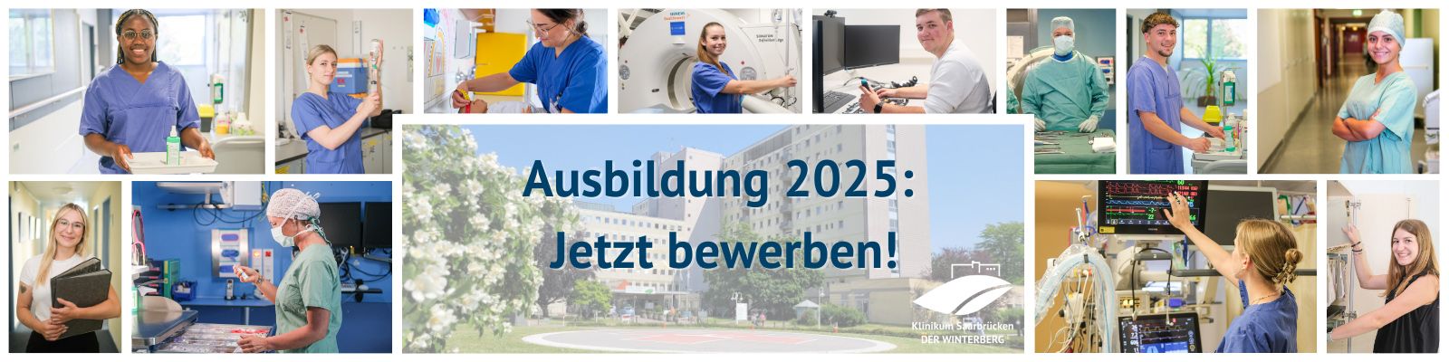 Collage mit Auszubildenden im Klinikum Saarbrücken: Ausbildung 2025 - jetzt bewerben Collage_Ausbildung_2025_Slider.jpg