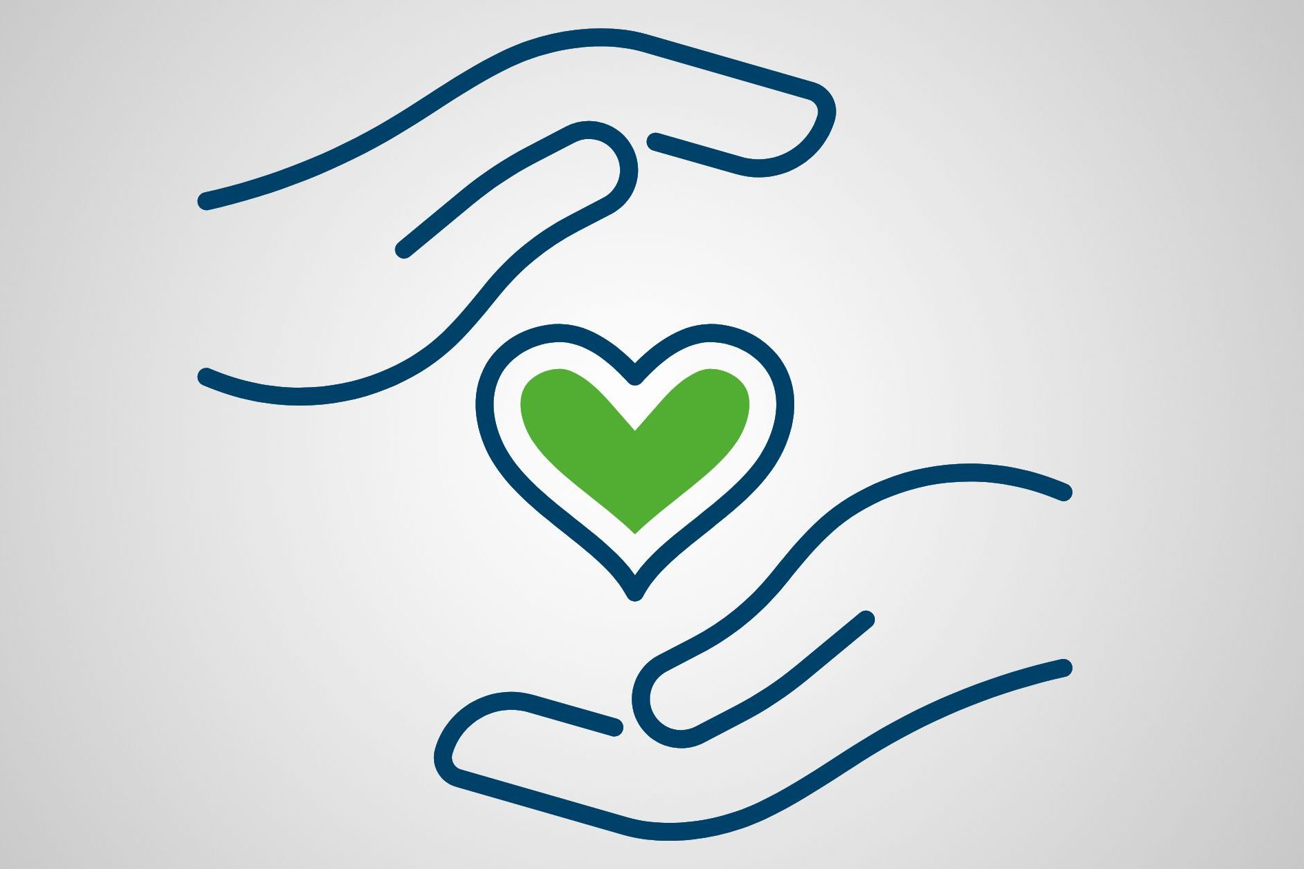 Symbolisierte Hände beschützen ein Herz