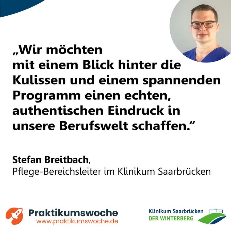 Pflegebereichsleiter Stefan Breitbach über die Praktikumswochen auf dem Winterberg: „Wir möchten  mit einem Blick hinter die  Kulissen und einem spannenden  Programm einen echten,  authentischen Eindruck in  unsere Berufswelt schaffen.“