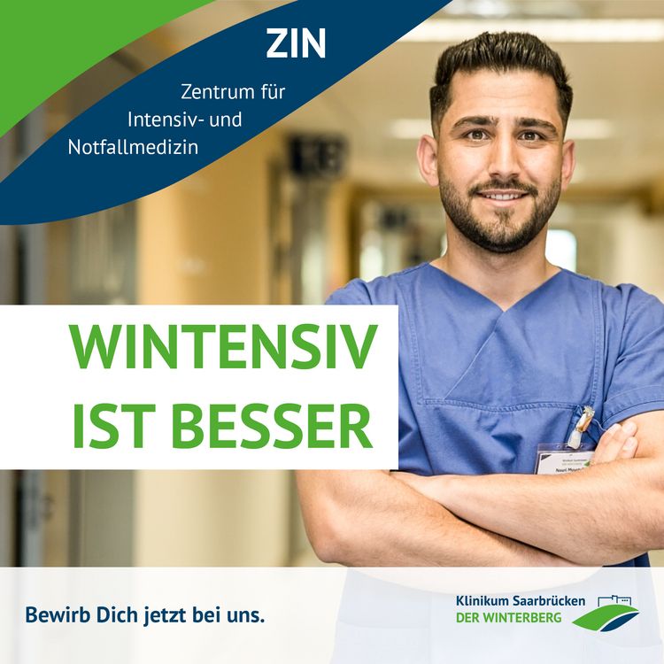 Kampagnenmotiv "Wintensiv ist besser" im Klinikum Saarbrücken für Intensivpflegekräfte: Moustafa Nouri arbeitet auf unserer Intensivstation 10 im Team Winterberg.