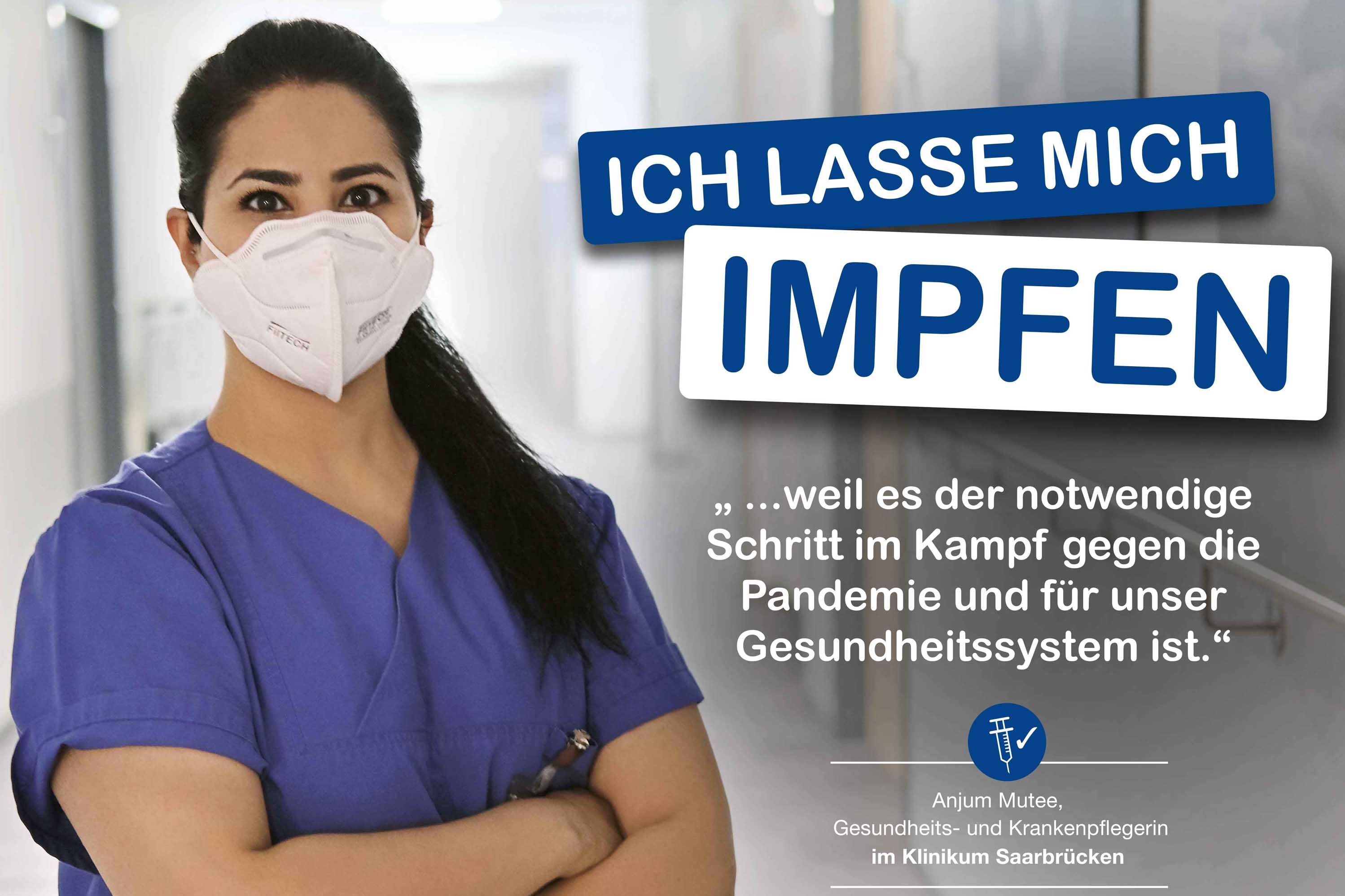 Impfkampagne Klinikum Saarbrücken: Anjum Mutee, Gesundheits- und Krankenpflegerin