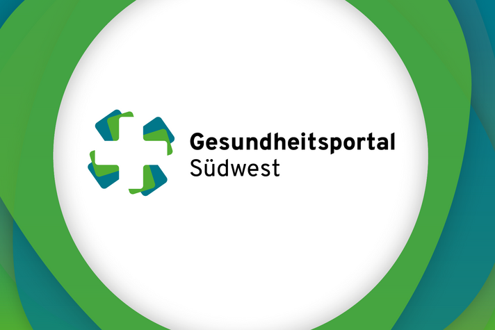 Logo des Gesundheitsportal Südwest in Grün und Blau.