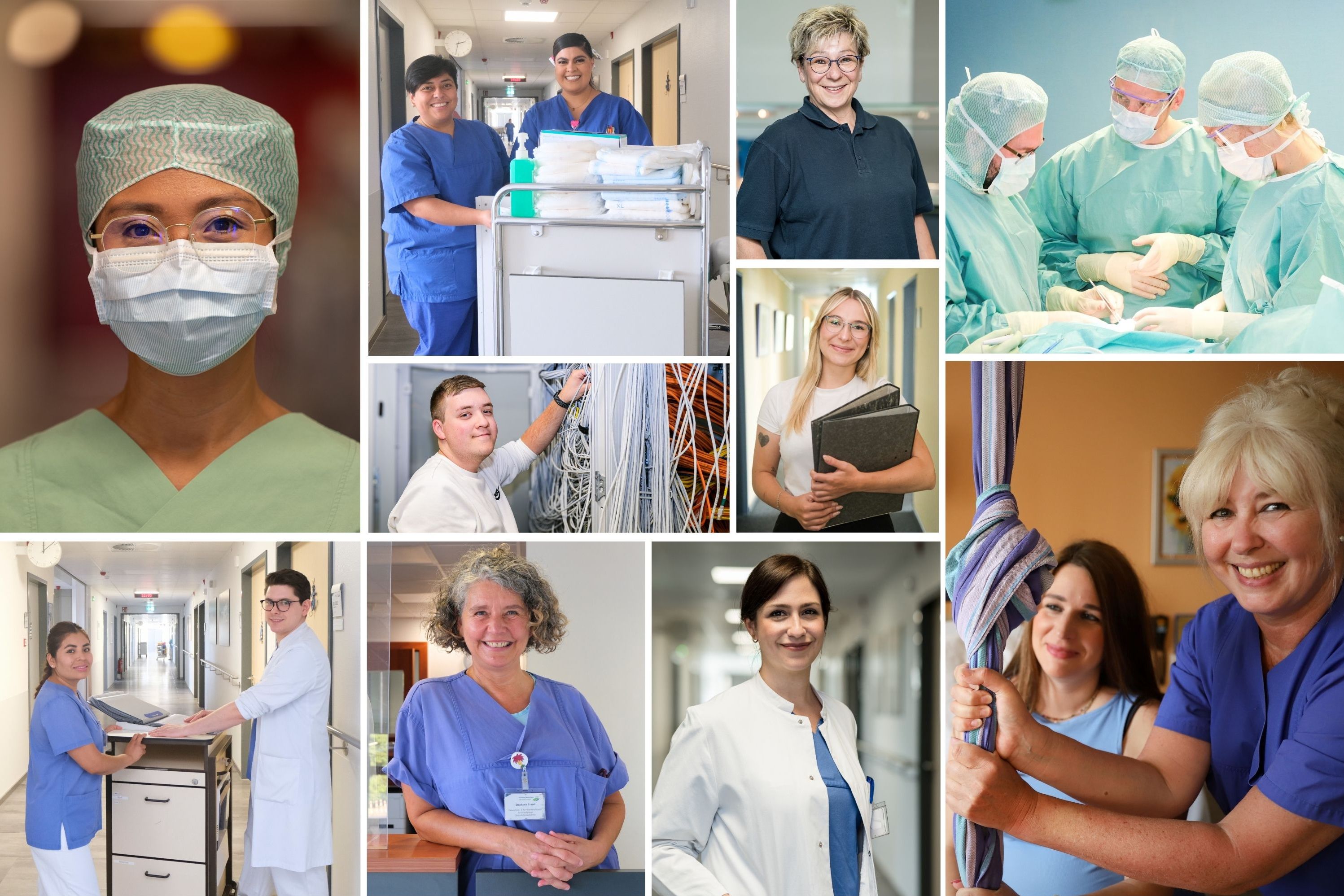 Collage mit Bildern von Mitarbeitenden im Klinikum Saarbrücken