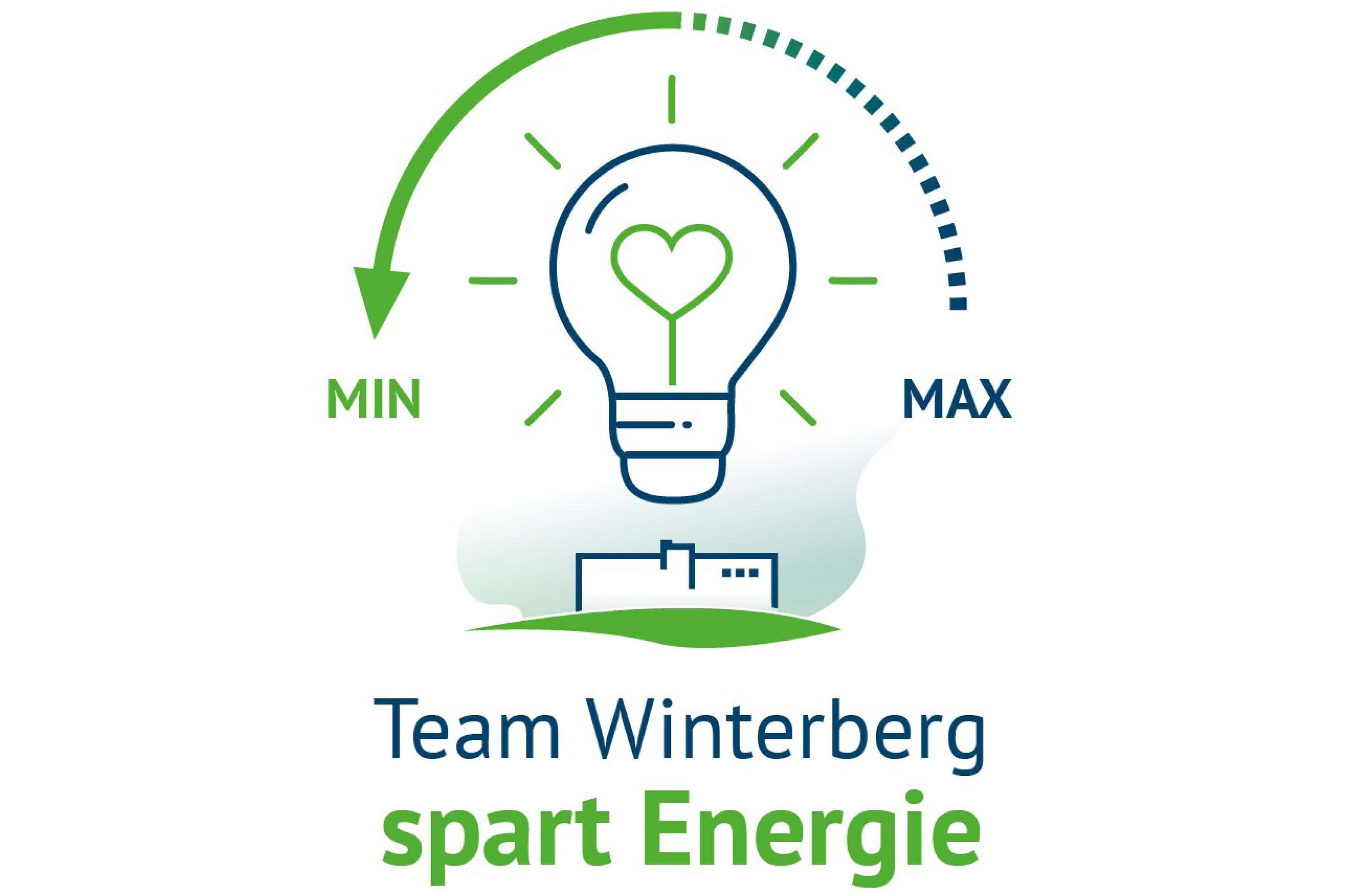 Icon Glühbirne über dem Klinikum Saarbrücken, deren Leistung reduziert wird: Team Winterberg spart Energie